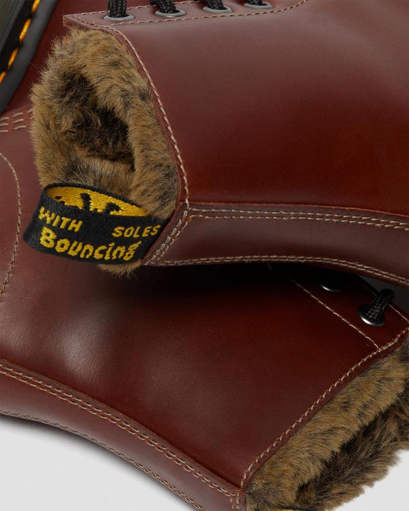 Dr Martens 1460 Serena Faux Fur Forede Snørestøvler Dame Brune | DK 200XYU